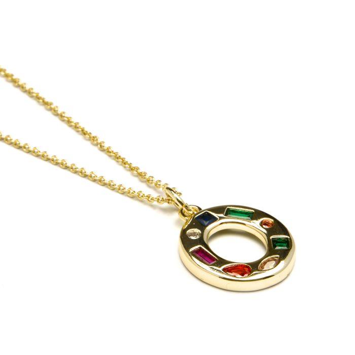 Collier Luxenter avec zircon multicolore finition or 18k - Alphabet O
