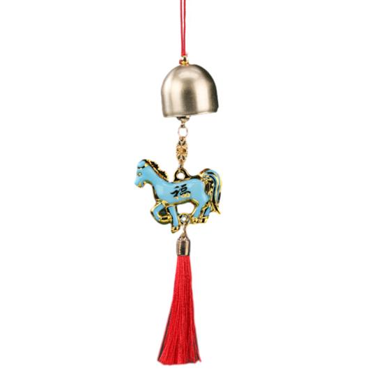 Chinese New Year Horse Pendant 2026 Feng Shui Zodiac Animal Charm Hanging Tassel Ornament with Bell for Fortune Wealth Success Home Shop Door Window