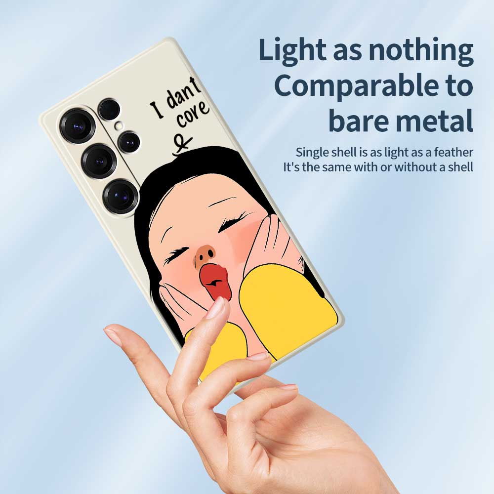 For Samsung Galaxy S25 Ultra Case Girl Holding Face Pattern Printing Straight Edge TPU Phone Back Cover