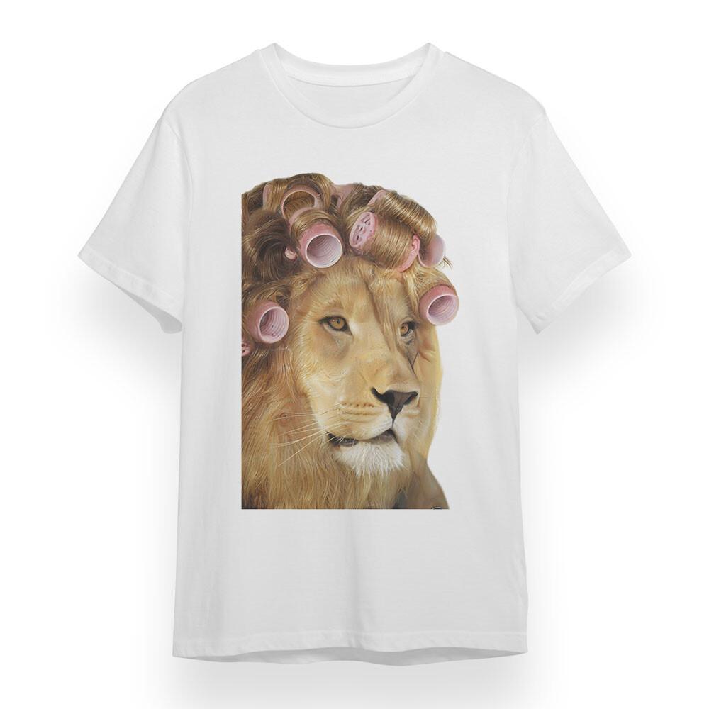 

Women s T-shirt With The Curly Haired Lion Graphic White Cotton Plus Size Tee XL