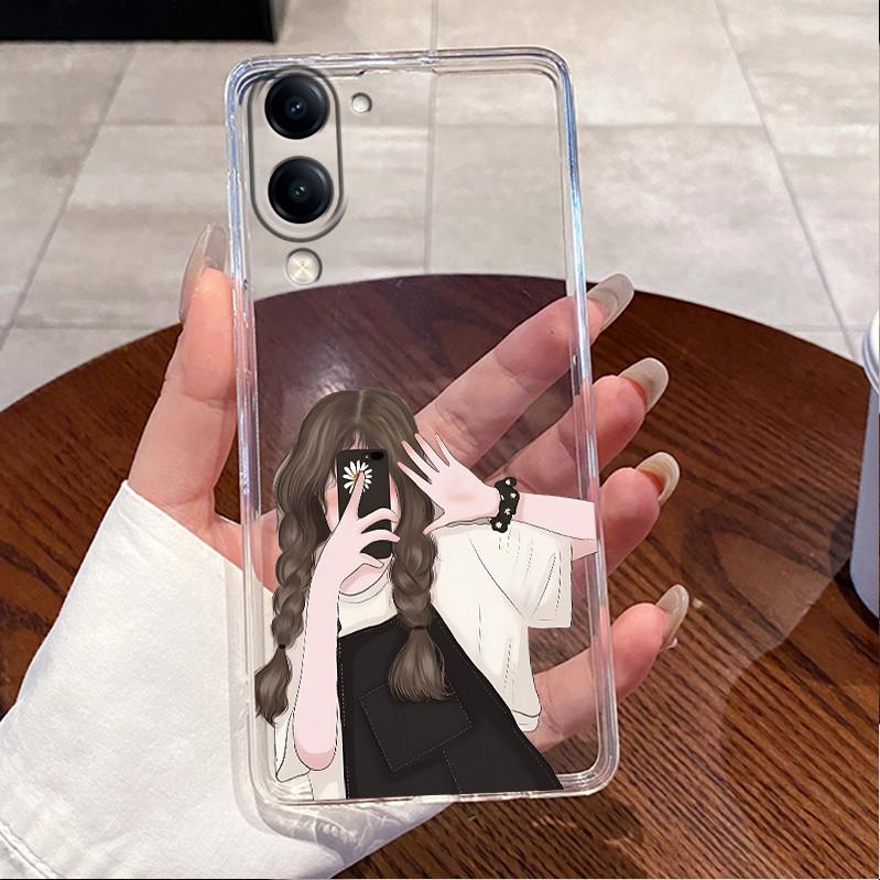 For Vivo Y04s Case Clear Luxury Cute Love Heart Rabbit Funny Pattern TPU Soft Silicone Phone Case For VivoY04s Y 04s Back Cover
