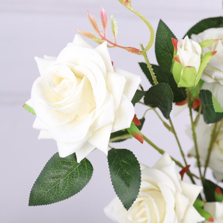 Simulation Rose Single Flannel 5 Heads Small Gemstone Rose Wedding Flower Arrangement