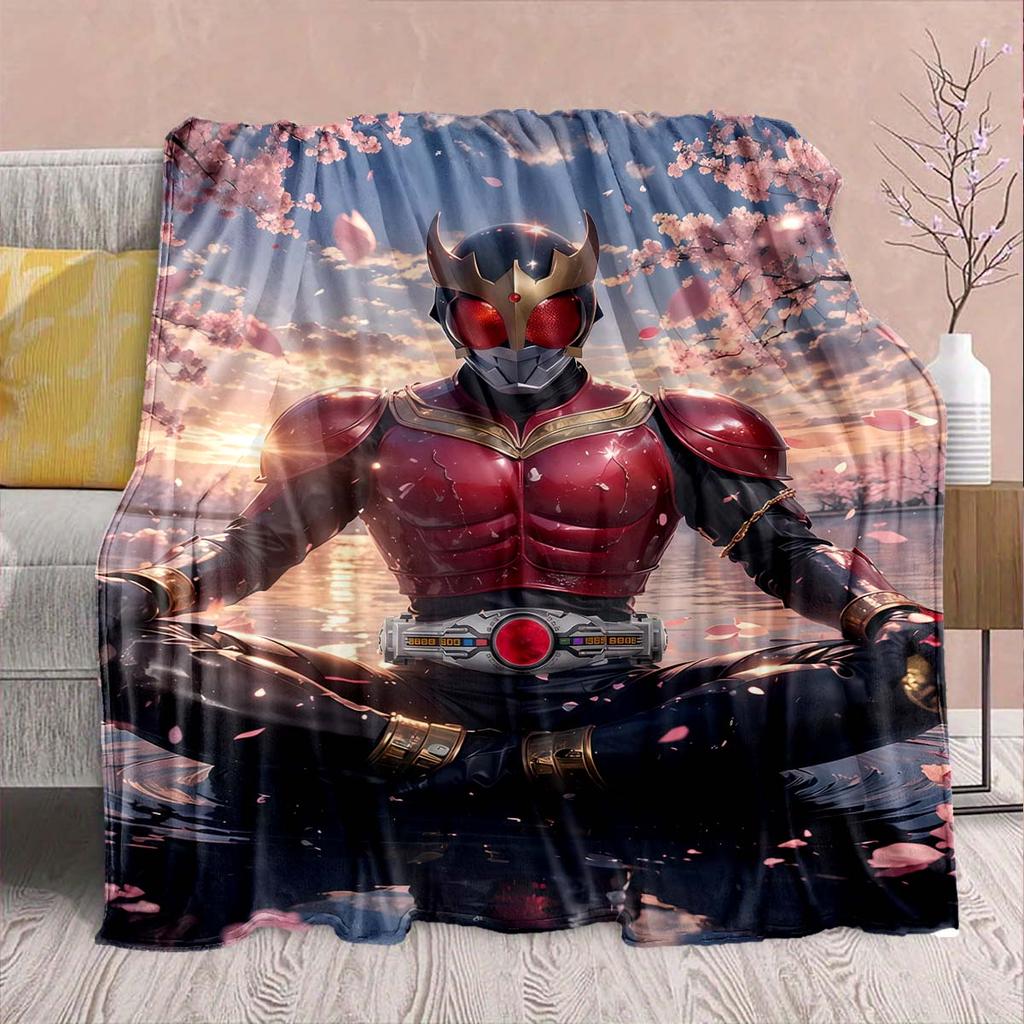 Kamen Rider Anime Flannel Blanket – Soft, Warm, Perfect for Sofas, Bedding, Camping, Travel, Office, and Home Decor – QJY