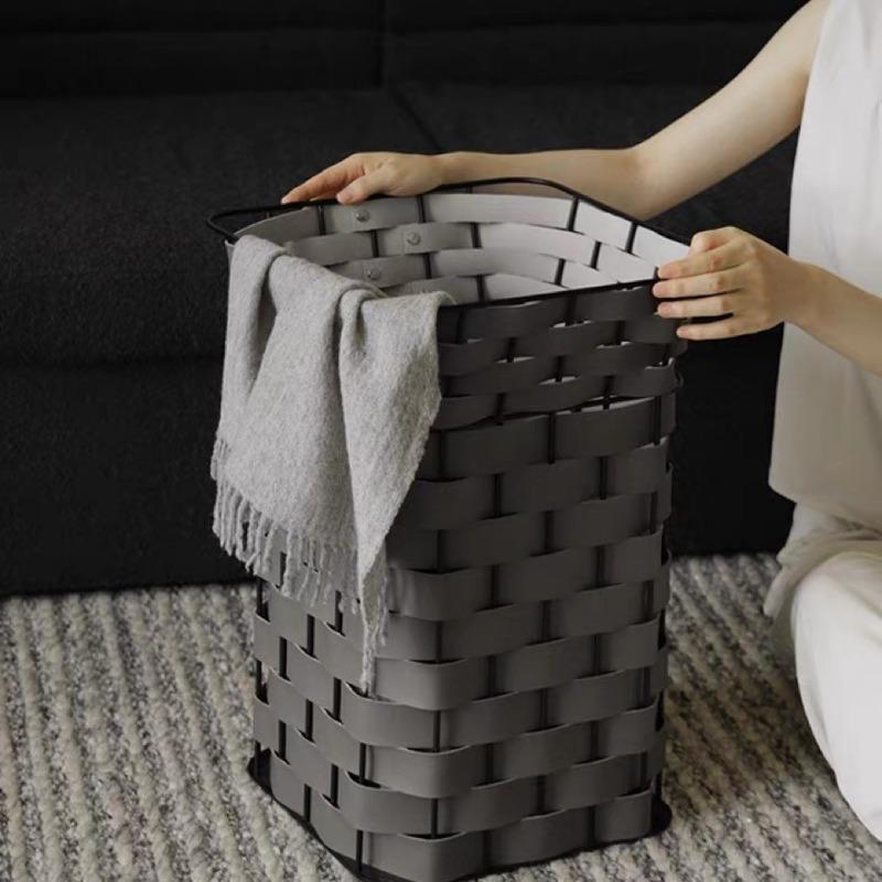 Portable Dirty Laundry Basket Large Clothes Storage Basket for Bedroom Multifunction Organizer Baskets Leather Laundry Container