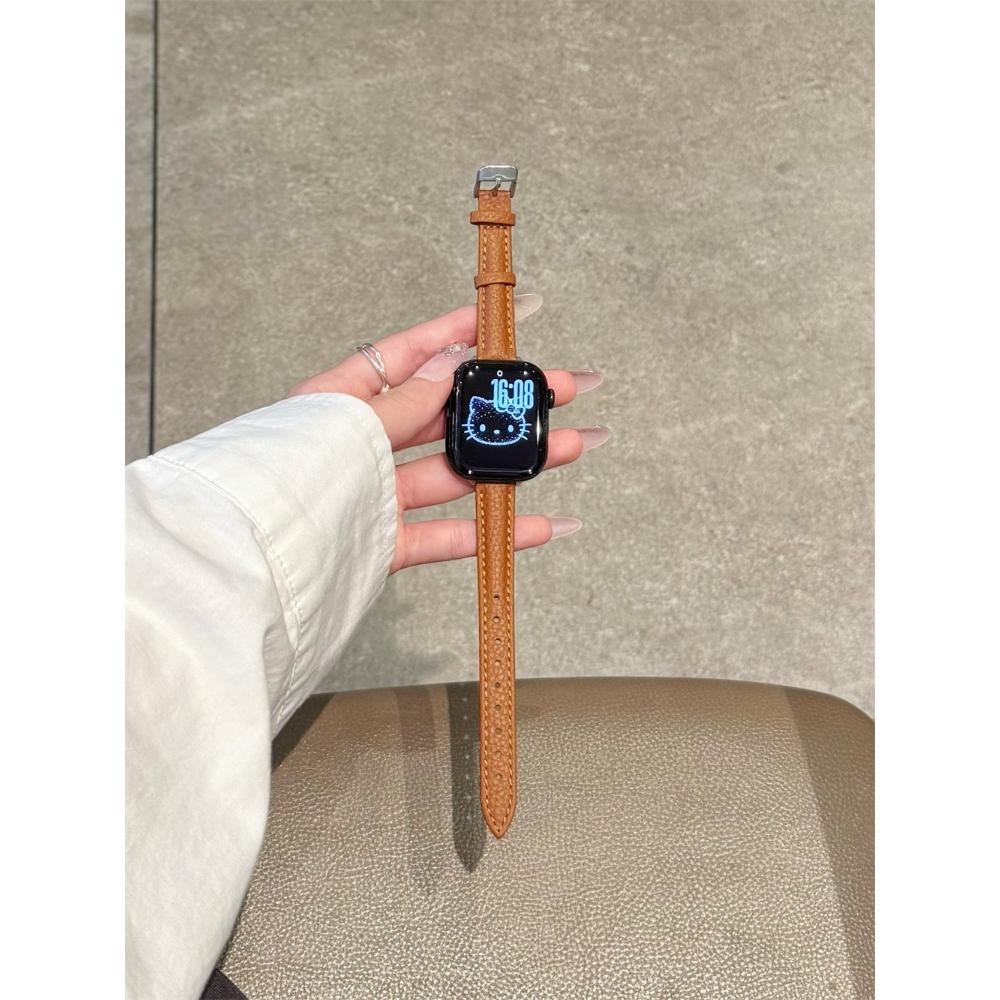 Slim Leather Strap for Apple Watch Band 44mm 38mm 41mm 49mm 45 Mm Wrist Women Bracelet IWatch Serie 11 10 9 8 7 6 5 4 SE Ultra 2 3