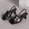 Internet celebrity fashion sandals women's summer 2025 new models this year popular fashion women black temperament high heels