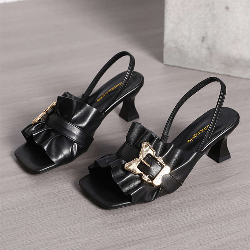 Internet Celebrity Fashion Sandals Women's Summer 2025 New Models This Year Popular Fashion Women Black Temperament High Heels
