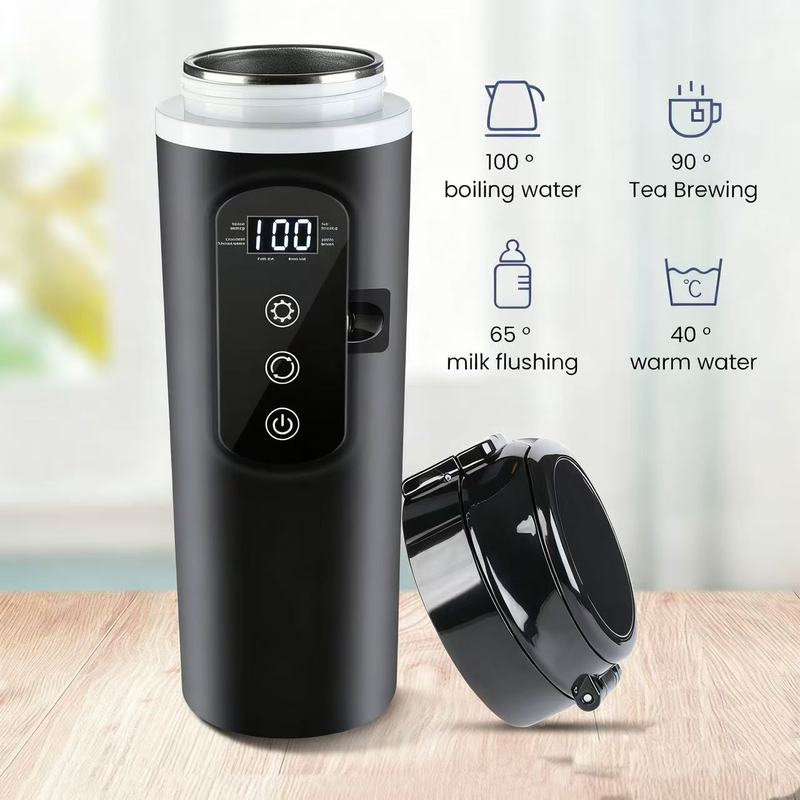 12V/24V Universeller Elektrischer Wasserkocher für Autos, Limousinen & LKW Intelligente Heizung & Isolierung mit SUS304 Edelstahl-Innenbehälter