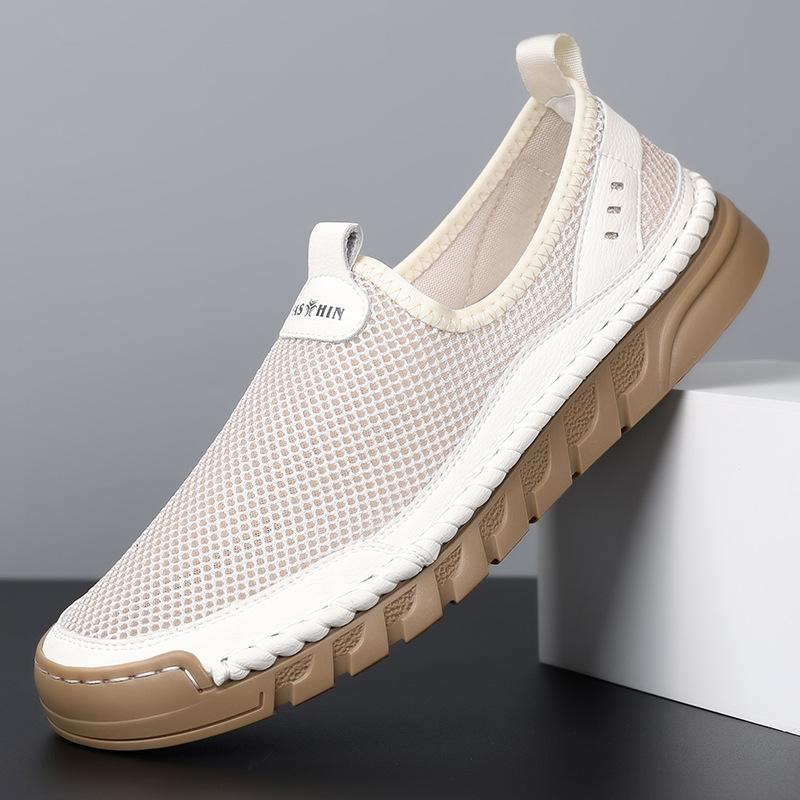 New Men's Doudou Shoes Hollow Mesh Casual Shoes Breathable Hand-stitched Driving Shoes Men's Daily Versatile Single Shoes