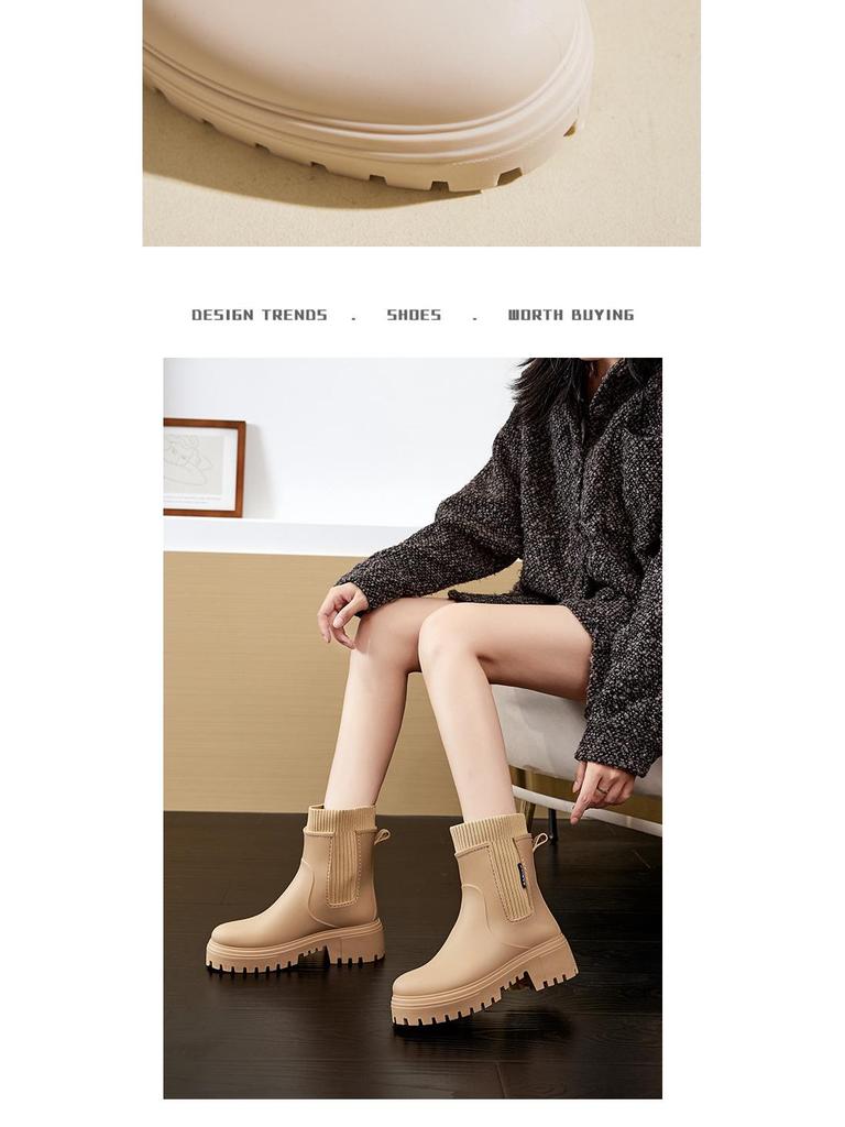 Chelsea Gummistiefel für Damen, mittelhoher Schaft, wasserdicht, rutschfest; Ideal für den Außenbereich.