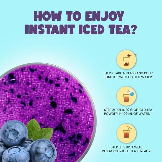 Bevzilla Blueberry Instant Iced Tea Mix - 400 Grams | Perfect For Summers| Refreshing| Premix Powder