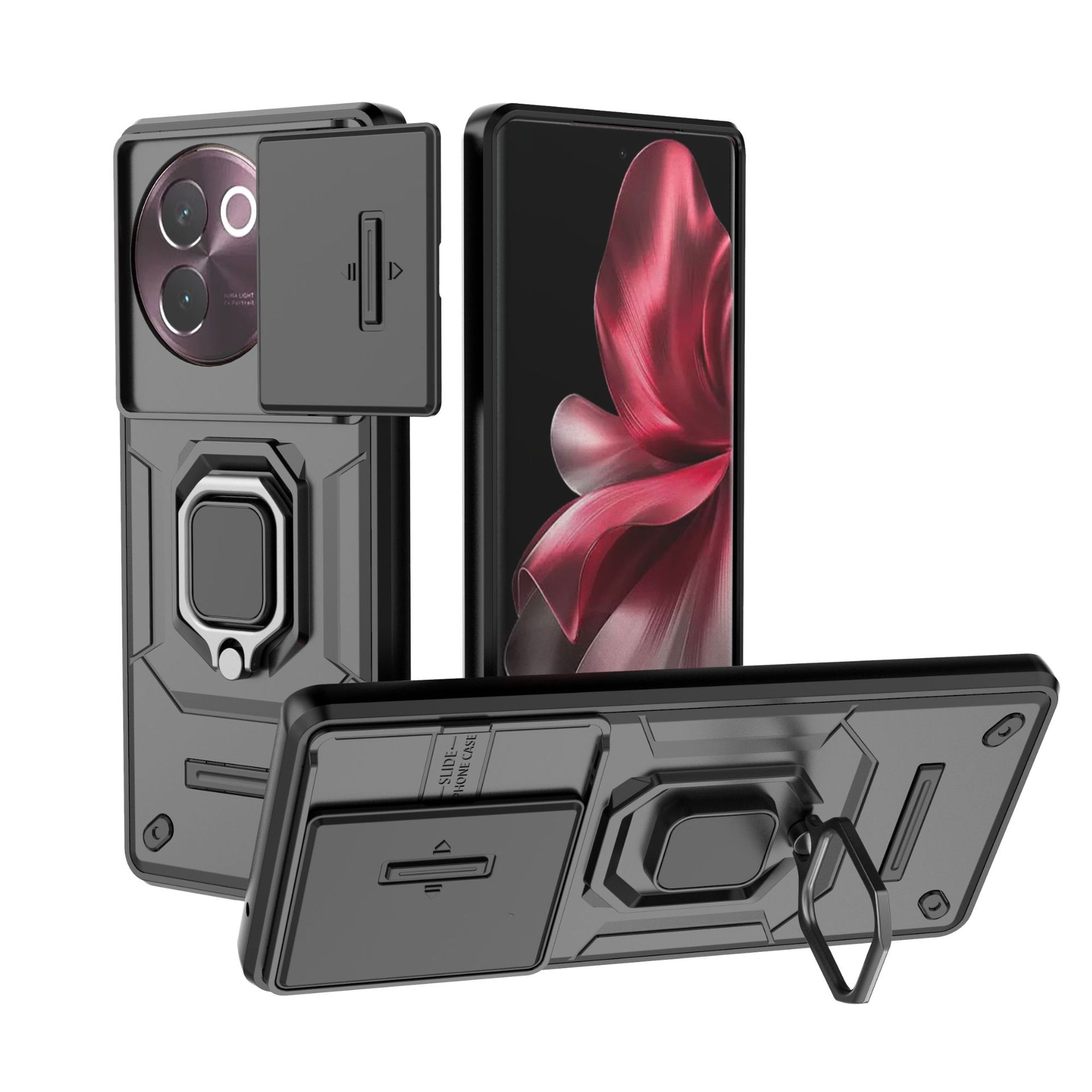 Vivo V30E Phone Case,Military-Grade Magnetic Kickstand Phone Case Cover for Vivo V30E чёрный