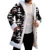 Men's Christmas Long Hooded Cardigan With Pockets Warm Jacket