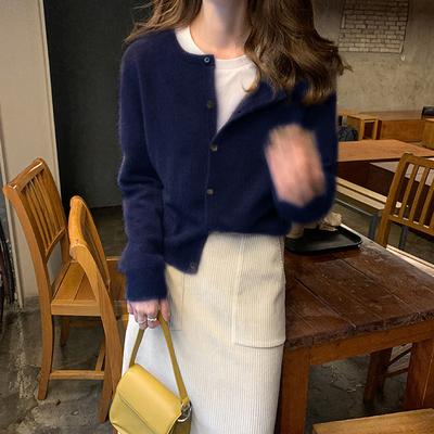 Cashmere Sweater Cardigan Women Single Breasted Long Sleeve Elegant Vintage Jumper Solid Wool Knitted Autumn Winter Outwear