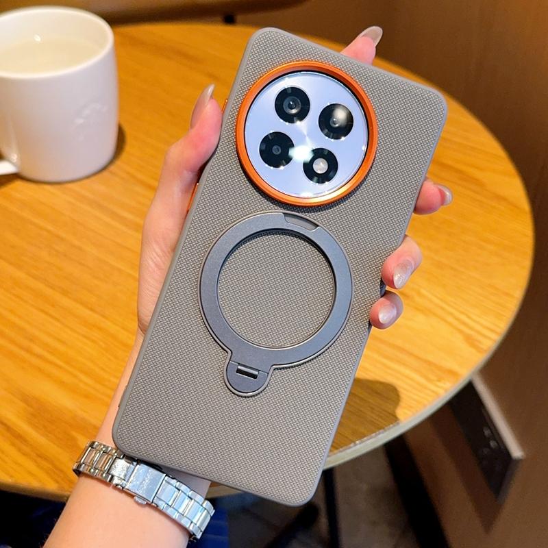 

For OnePlus ACE 5 5 Pro solid color rotating magnetic stand anti-drop and anti-fingerprint phone case For ACE 5 Pro