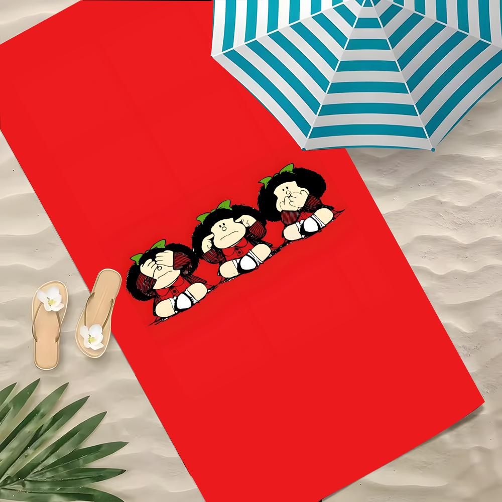 Anime Mafalda Towel Polyester Beach Towel Quick Dry Sand Free Bath Towel for Summer Pool Travel Vacation