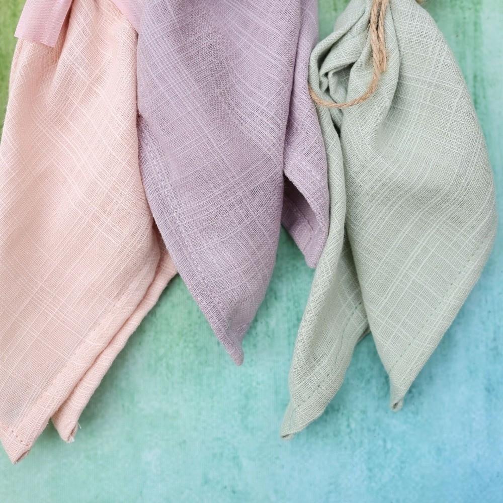 2PCS Village Style Bamboo Cotton Napkins Thicken Textured Fabric Tea Towel Double Layer Reusable Cloth Napkins Family Dinner