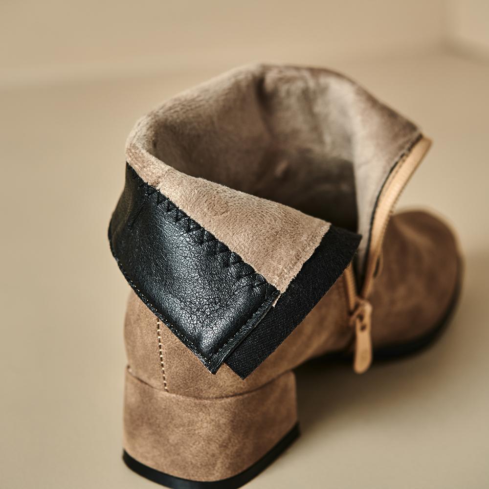 Schwarz Braun Damen Stiefeletten Runde Zehenpartie Mittelhoher Blockabsatz Kleine Große Größe 32 48