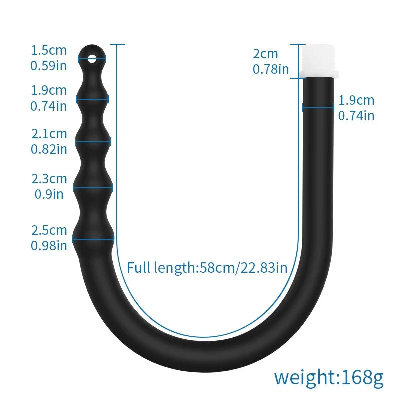 Silicone Long 58cm Anal Beads Plug Dilator Douche Enema Vagina Cleaning Kit Buttplug Syringe Shower Head Gay Sex Toy For Couples