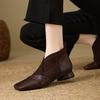 Autumn and Winter and Ankle Boots New Fashion Retro Thin Boots Thick Heel Low Heel Square Head Short Boots French Small Ankle Boots Women's Shoes