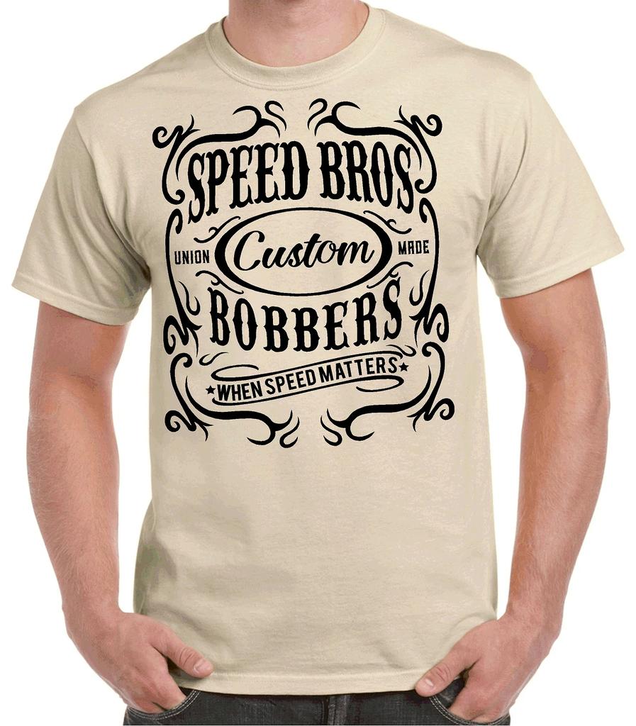 Summer SPEED BROS BOBBER GARAGE T-SHIRT T SHIRT CLOTHING 100% COTTON HOT ROD VINTAGE