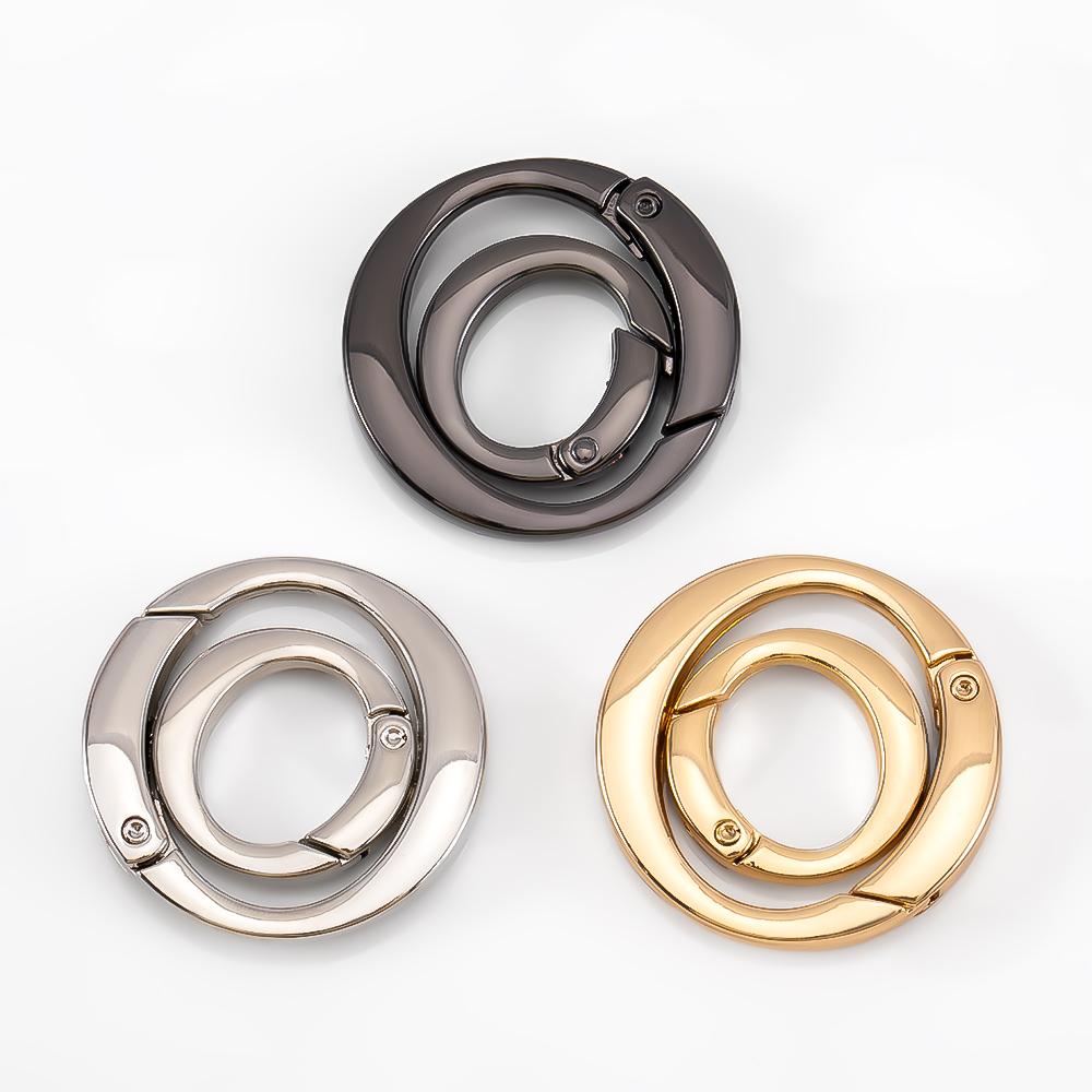 2pcs Metal Spring Clasp O Ring Openable Round Carabiner Keychain Clips Bag Hangbag Hook Dog Chain DIY Jewelry Buckle Connector
