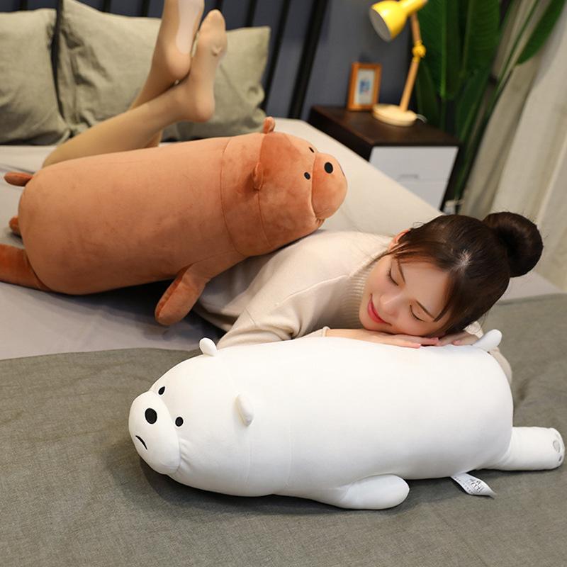Cute Three Little Bears, Our Naked Bear Doll Plush Toy Polar Bear Cheap Bear Big White Bear Funny Bear Throw Pillow