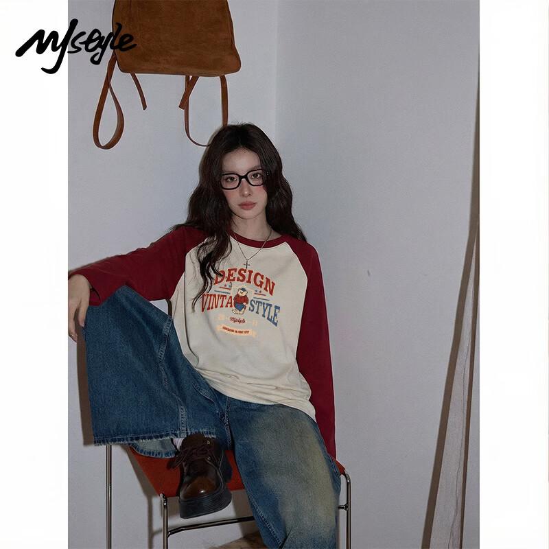 Женская футболка MJ STYLE для миниатюрных, с круглым вырезом, длинным рукавом, в американском стиле M