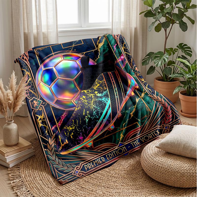 Neon Soccer Kingdom Theme blanket Lightweight Warm Flannel Blanket Decorative Throw Blanket for Home Decoration
