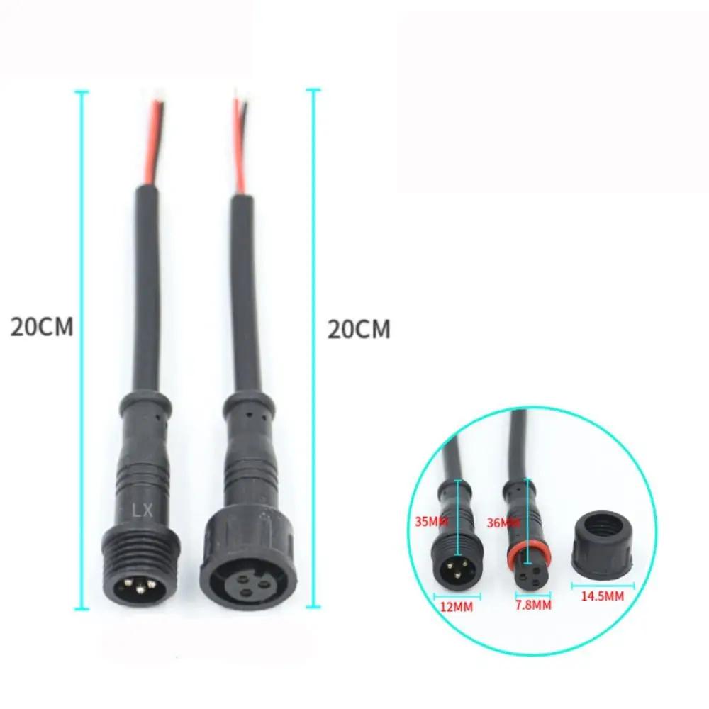 2Pin 3Pin 4Pin Jack Male To Female Led Connector 20CM Waterproof Wire Led Connector IP67 Black Cable Plug for LED Light Strips