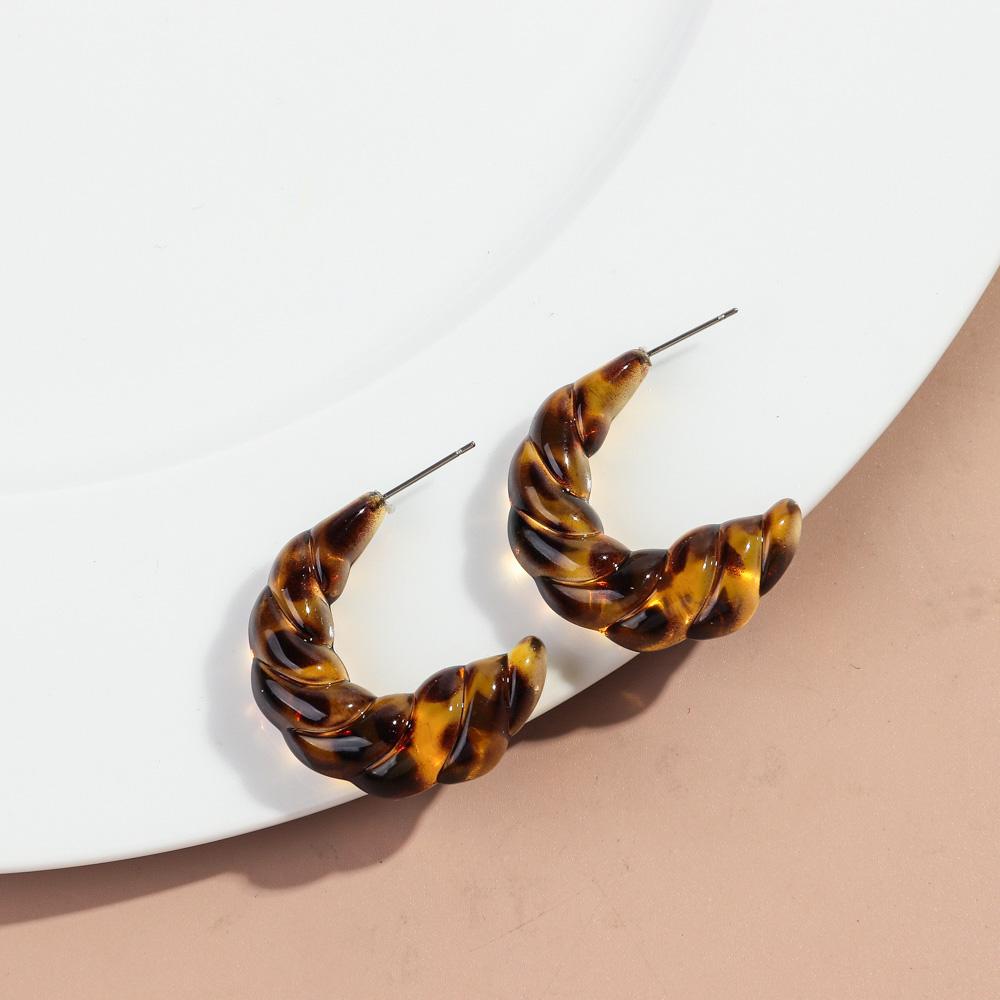 Amber Leopard Acrylic Geometric Stud Earrings for Women Retro Circle Flower Star Irregular Earring Fashion Jewelry Birthday Gift