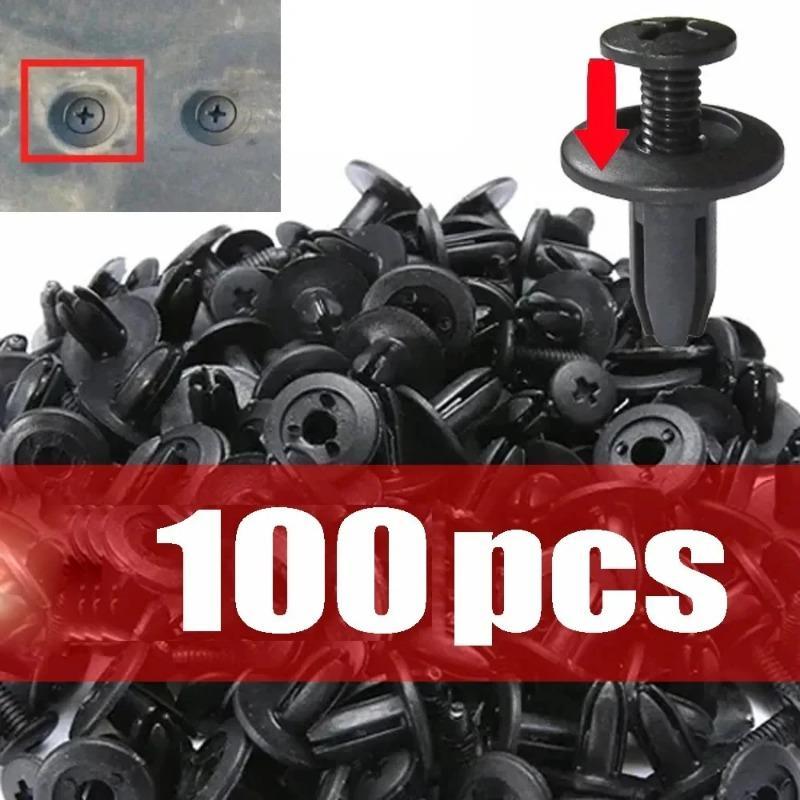 100pcs/set Car Bumper Fender 8mm Hole Plastic Rivets Fastener Screw Door Trim Panel Retainer Fastener Clips Car Accessories
