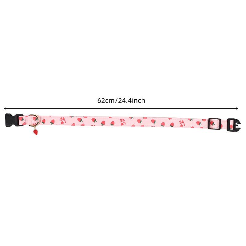 Fruit Pattern Pet Dog Collar Cute Strawberries Print Dog Collar Soft Comfortable Dog Necklace Daily Walk Adjustable Cat Collar