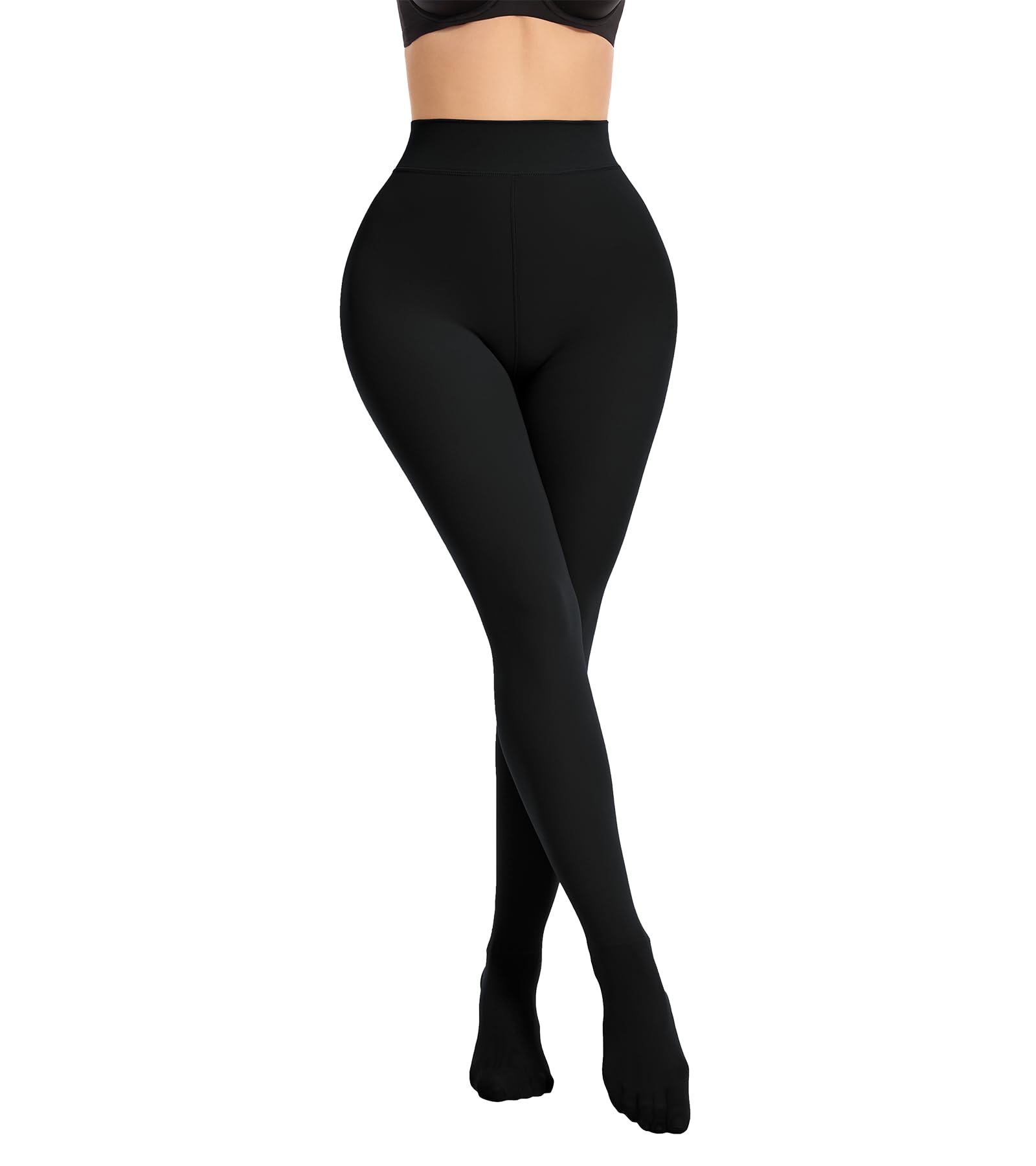 Collants Leggings Thermiques 300G pour Femmes Automne Hiver Plus Chauds Épais Velours Élastique Bas Collants Tendance Sexy Streetwear M black