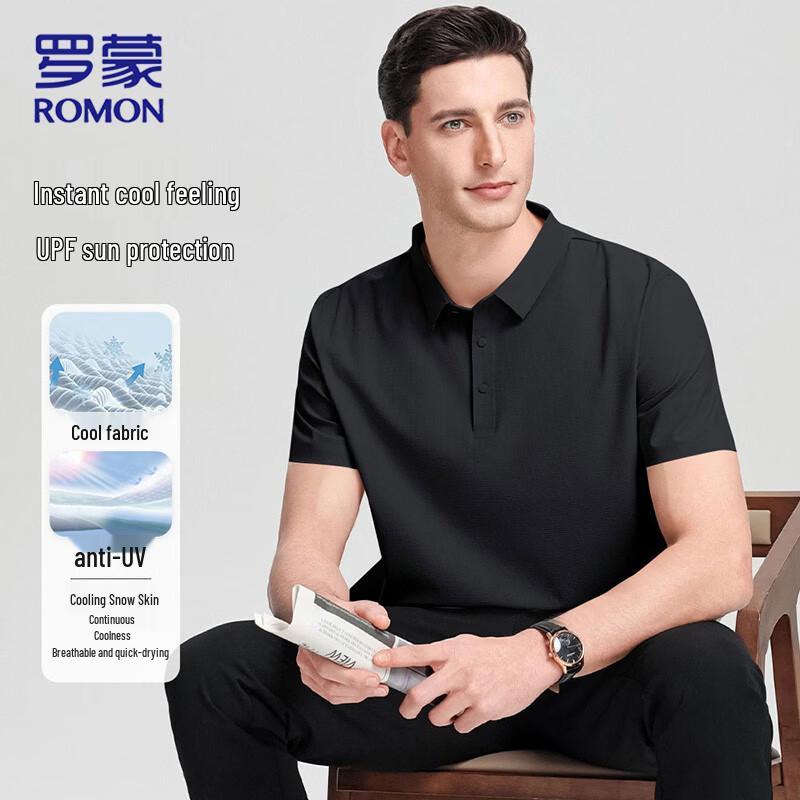 

ROMON Men s UPF Sun Protection Cooling Ice Silk Polo Shirt 3XL