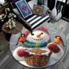 Snowman with Birds Round Area Rug,Carpet Rug for Living Room Bedroom Sofa Playroom Decor,Non-slip Floor Mat