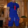 Men's Casual Loose Fit Short Sleeve T Shirt and Shorts Set with Printed Design Lightweight Breathable Summer Outfit for Large Sizes