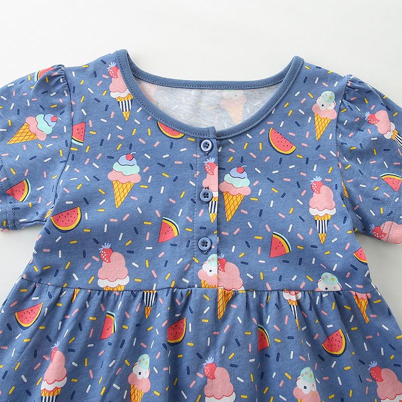Summer New Arrival Girls' Short-Sleeved Dress Fashion Print Children's Princess Dress