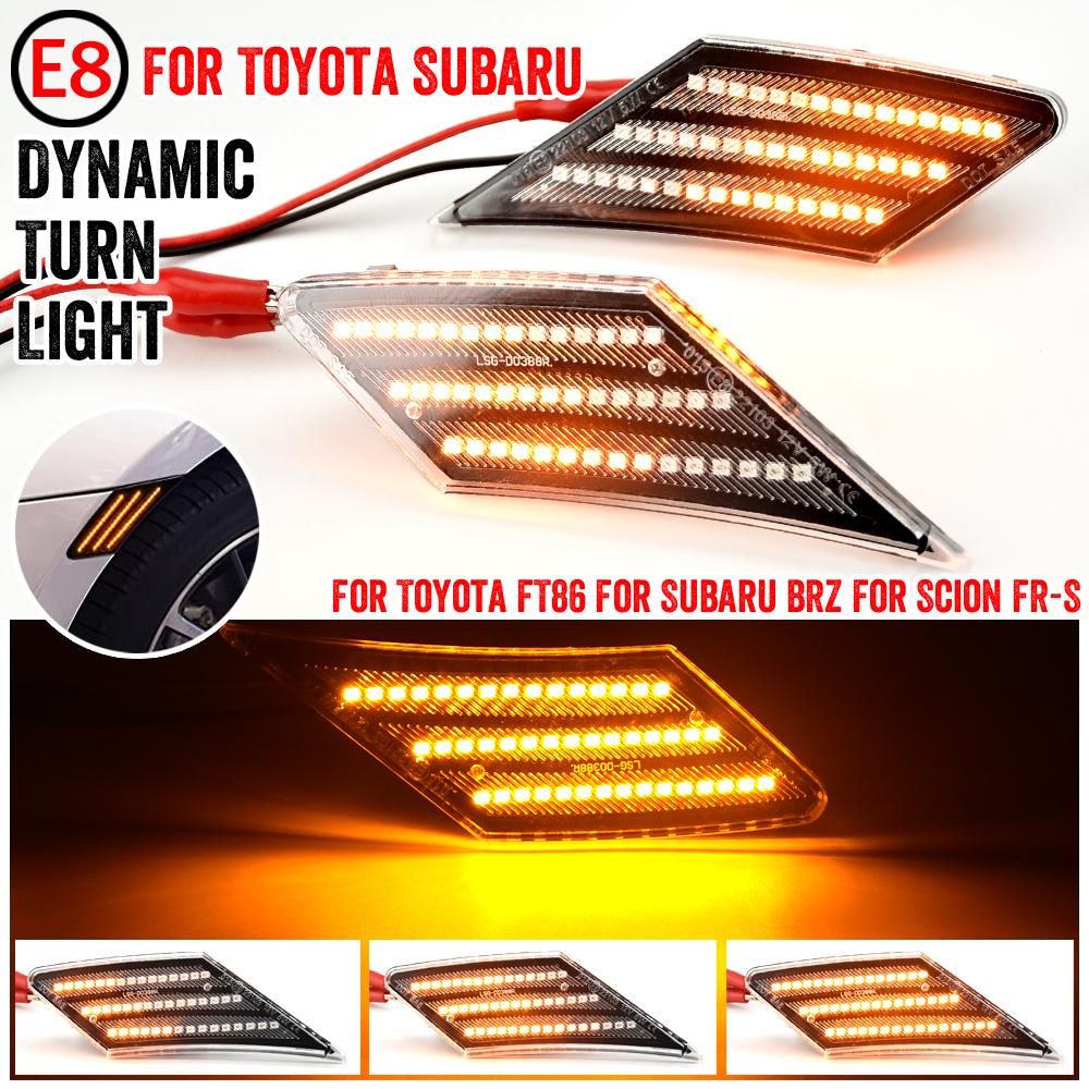 For Toyota 86 FT86 GT86 For Scion FR-S For Subaru BRZ Car LED Dynamic Turn Signal Light Side Marker Fender Lamp Accessories