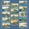 Asakura Senfu Super Furoshiki Stations of the Tokaido Blue Water-Repellent (Wrapping Cloth) "Nagare" Amundsen, 128cm, Fifty-three [1-14],