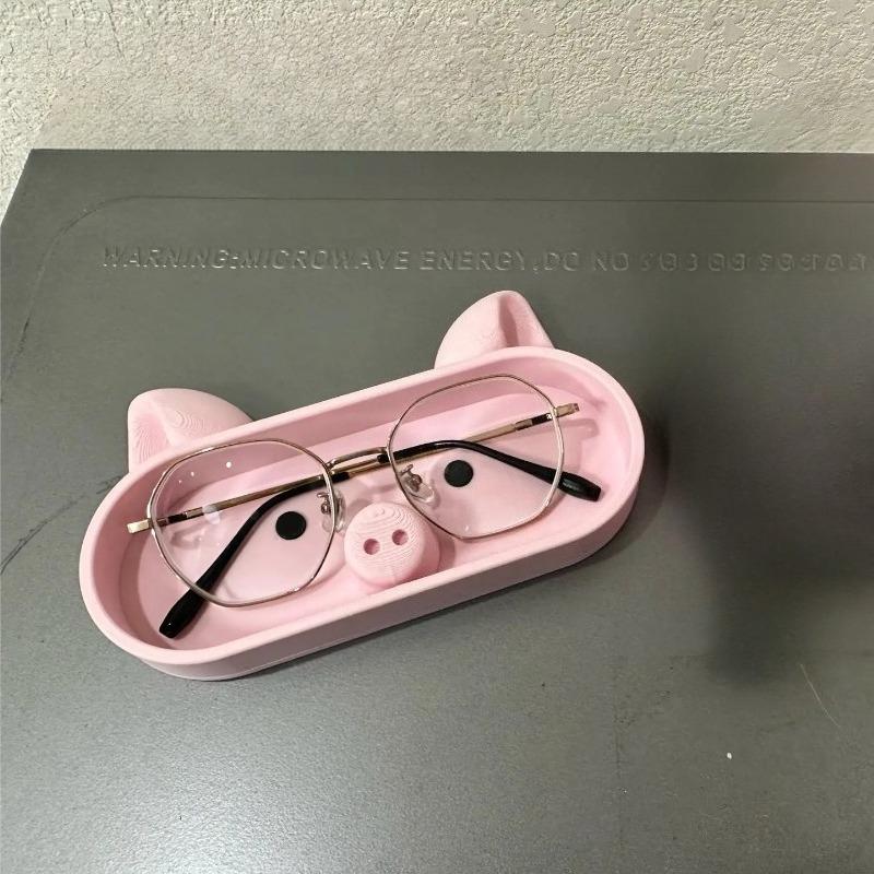 1pc Cute Pink Pig Organizer Tray, Desk Decor Holder for Eyeglasses, Jewelry & Office Small Items