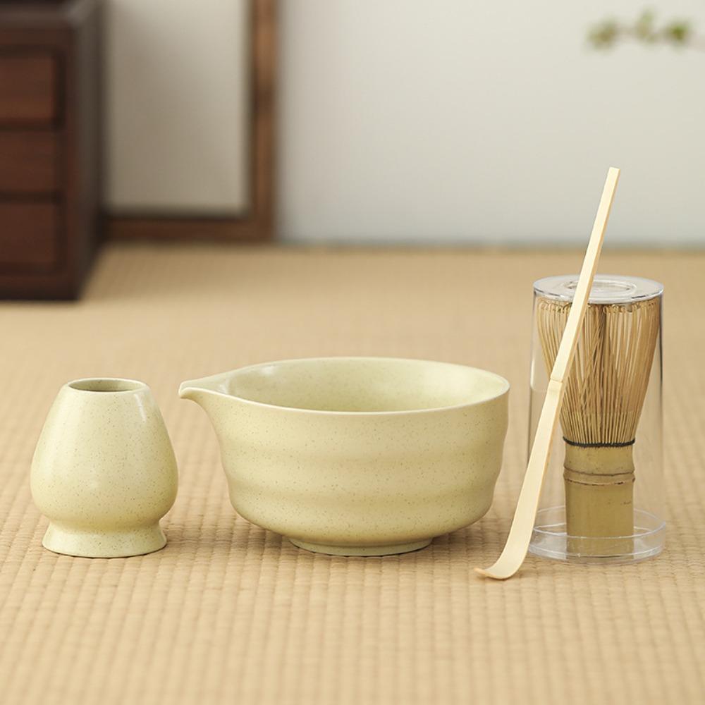 4Pcs Japanese Matcha Tea Set Ceramic Matcha Chasen Set Matcha Whisk Stand Kit  Tea Room