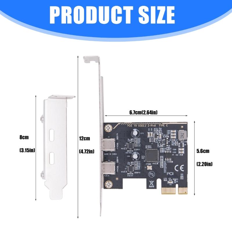 Two USB 3.2 Gen1 Type C PCIExpress Expansion Card ASM1042 Chipset Fast Speed 5Gbps for Desktop