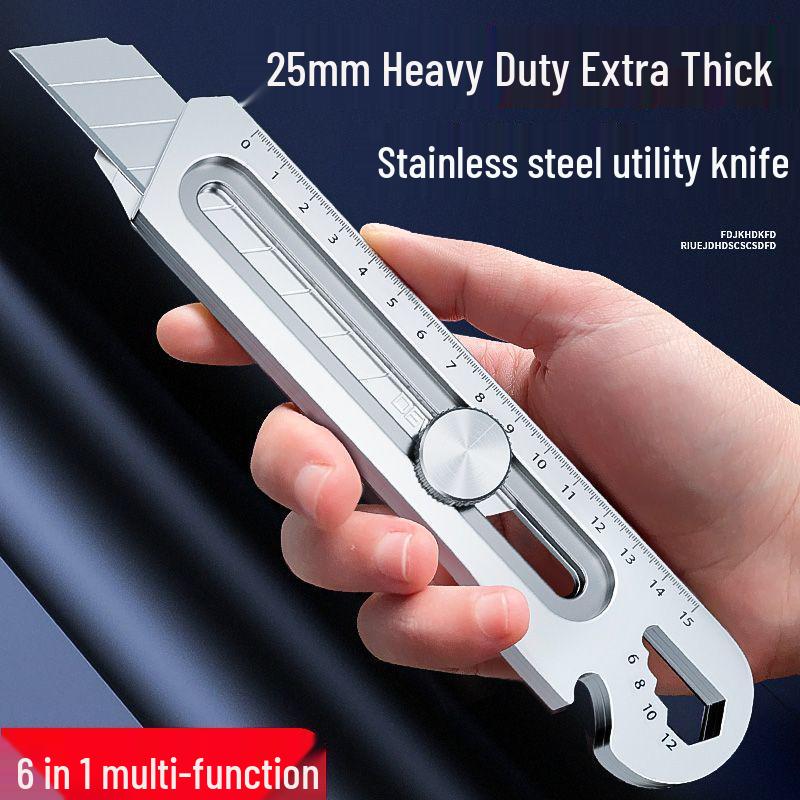 DEWO 25mm Heavy Duty Craft Knife, Industrial Grade 6-in-1 Extra Large Wallpaper & Electrician Knife.