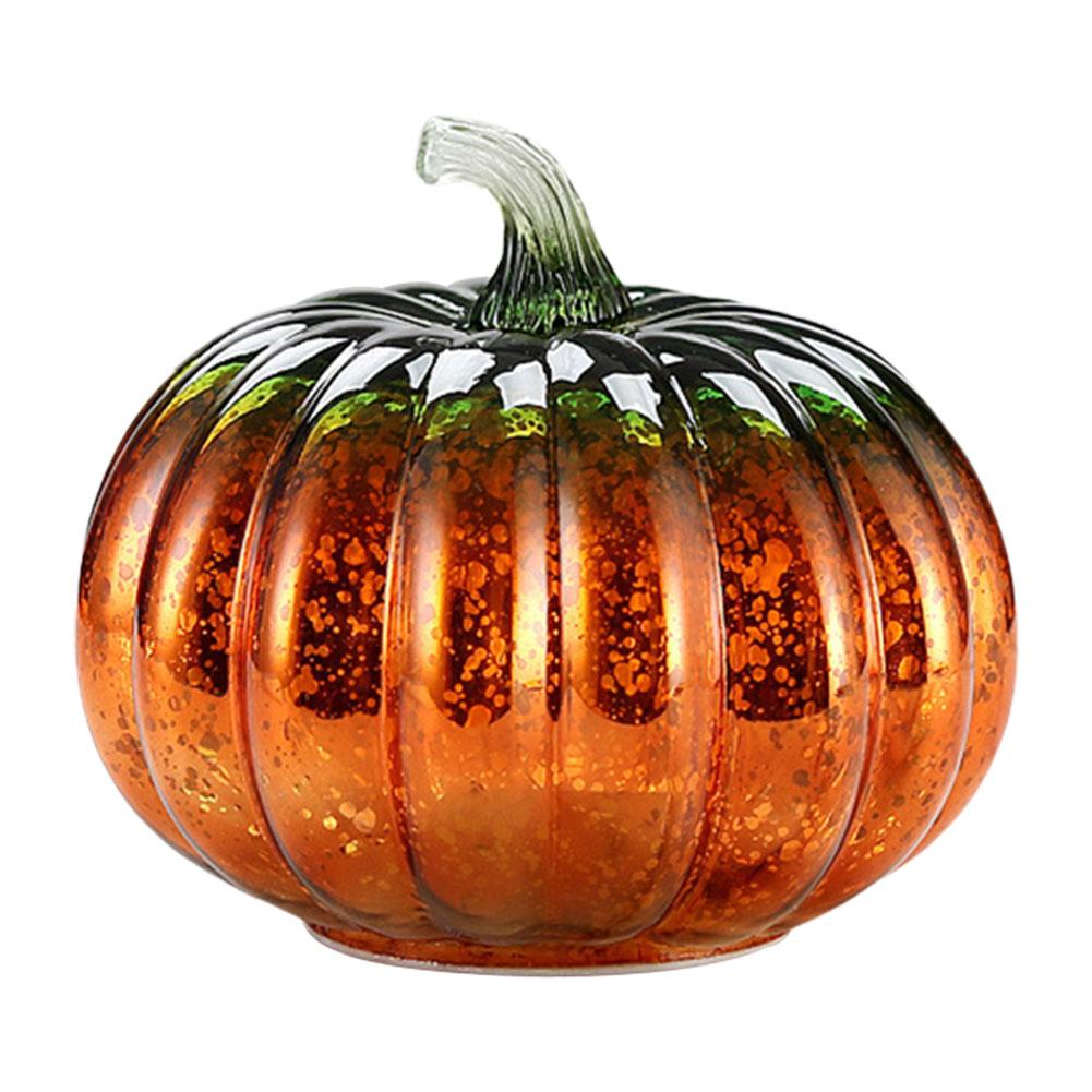 LED Pumpkin Lantern Halloween Glass Pumpkin Shape Lantern Home Halloween Decor Pumpkin Lights Lamp
