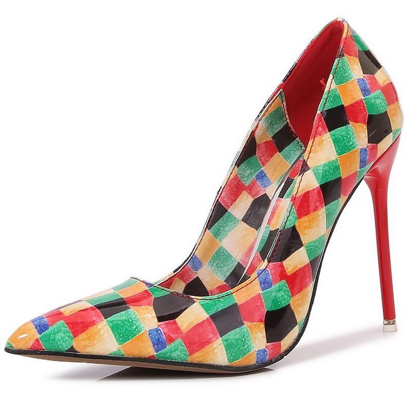 

Women Patent Leather High Thin Heel Shoes for Office Nightclub Evening Party Gathering Wedding Banquet Cross Dressing Size 35-46 46