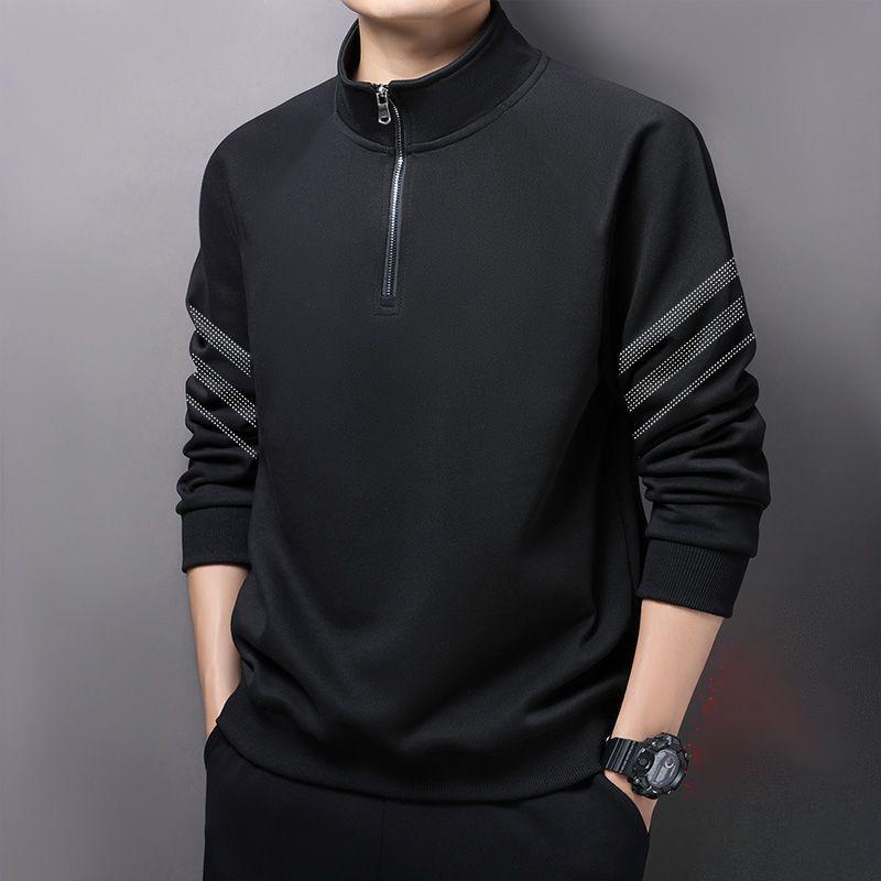 Höst Vinter Ståkrage Halv dragkedja Lös passform Vardaglig Pullover Huvtröja