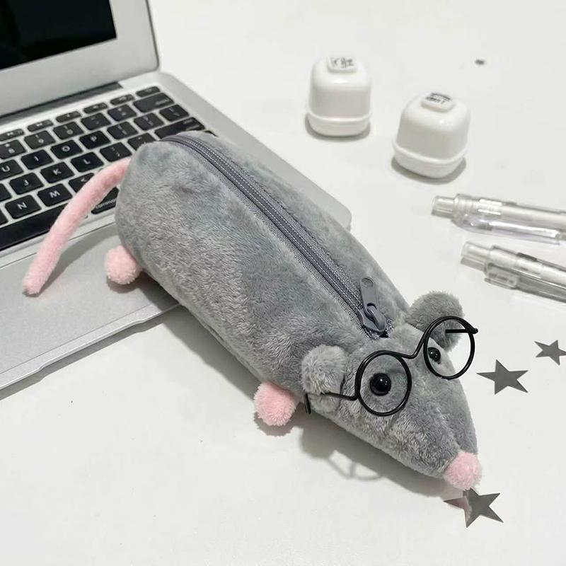 Cartoon Animals Plush Pencil Case Soft And Cute Creative For Girls Niche Student Stationery Desktop Pencil Storage Bag