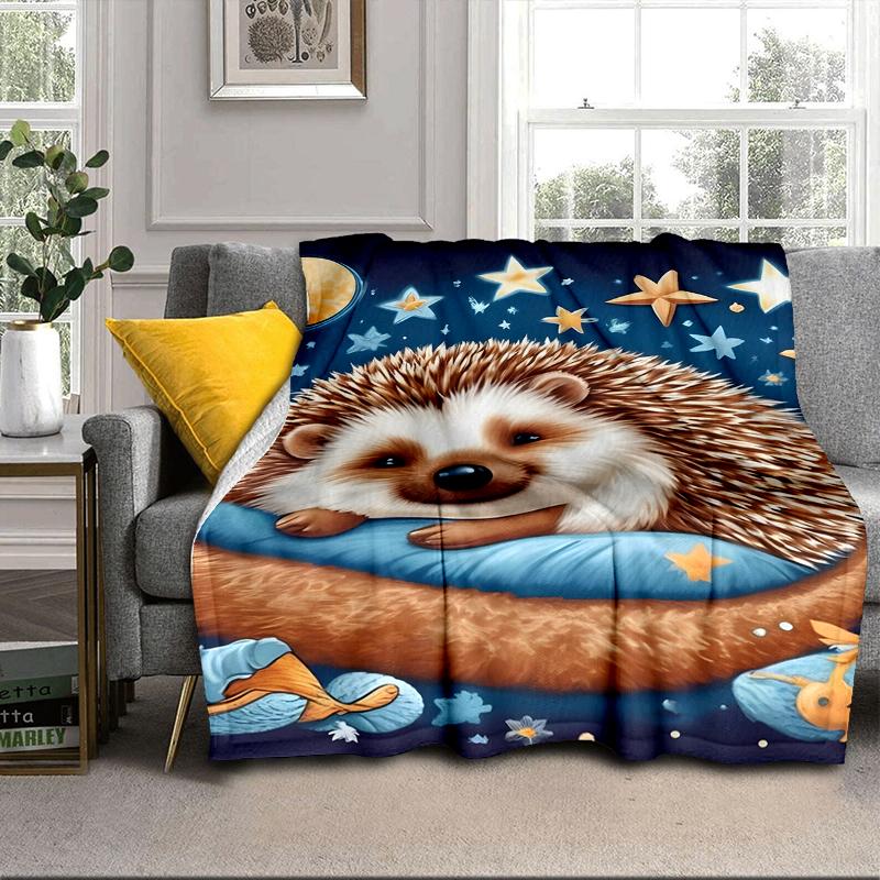 Sleepy Hedgehog Dreams Blanket Flannel Blanket for bed, sofa, Camping, Hiking, Picnic Essentials, gift for family Fan gifts