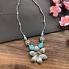 Flower Ethnic Style Necklaces Beads Bohemia Style Choker Retro Stone Pedant Necklace  Gifts